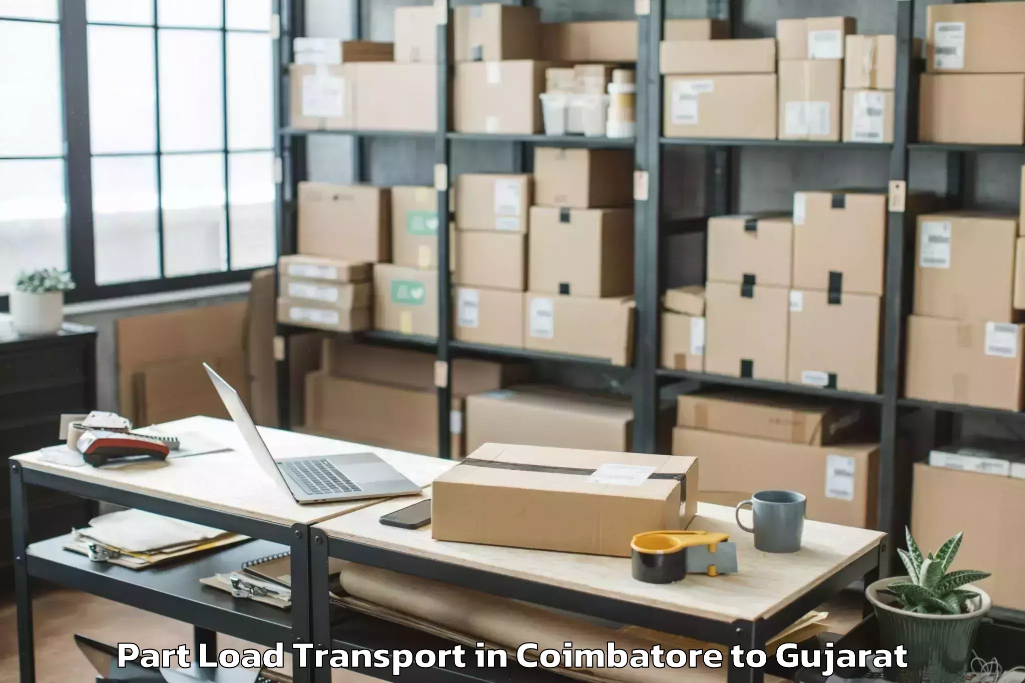 Affordable Coimbatore to Jamnagar Part Load Transport